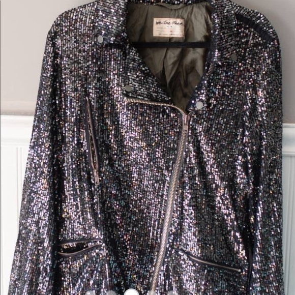 Free People Special edition- Sequined black moto jacket - Picture 2 of 2